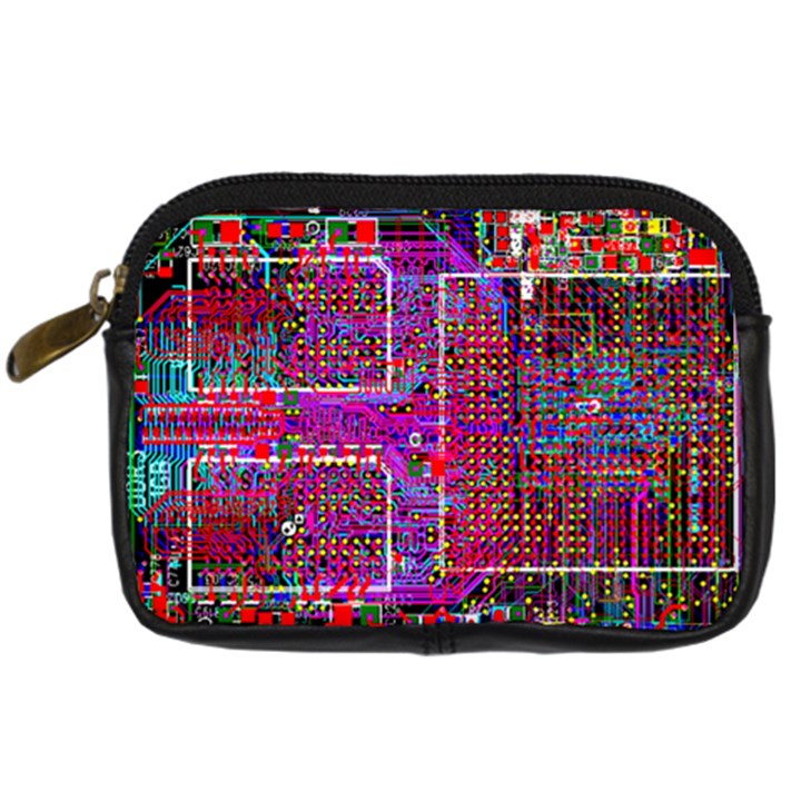 Technology Circuit Board Layout Pattern Digital Camera Leather Case