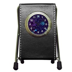 Realistic-night-sky-poster-with-constellations Pen Holder Desk Clock by Ket1n9