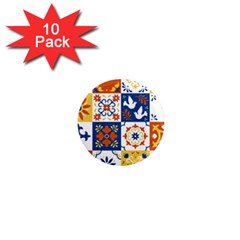 Mexican-talavera-pattern-ceramic-tiles-with-flower-leaves-bird-ornaments-traditional-majolica-style- 1  Mini Magnet (10 Pack)  by Ket1n9