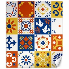 Mexican-talavera-pattern-ceramic-tiles-with-flower-leaves-bird-ornaments-traditional-majolica-style- Canvas 20  X 24  by Ket1n9