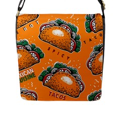 Seamless-pattern-with-taco Flap Closure Messenger Bag (l) by Ket1n9