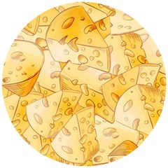 Cheese-slices-seamless-pattern-cartoon-style Wooden Puzzle Round by Ket1n9