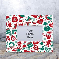 Background Vector Texture Christmas Winter Pattern Seamless White Tabletop Photo Frame 4 x6  by Grandong