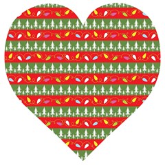 Christmas-papers-red-and-green Wooden Puzzle Heart by Grandong