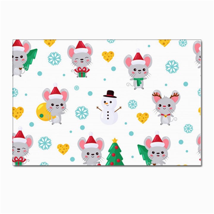 Christmas-seamless-pattern-with-cute-kawaii-mouse Postcard 4 x 6  (Pkg of 10)