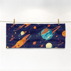 Space Galaxy Planet Universe Stars Night Fantasy Hand Towel by Grandong