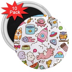 Set-kawaii-doodles -- 3  Magnets (10 Pack)  by Grandong