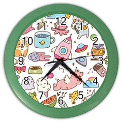 Set-kawaii-doodles -- Color Wall Clock by Grandong