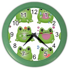 Kawaii-frog-rainy-season-japanese Color Wall Clock by Grandong