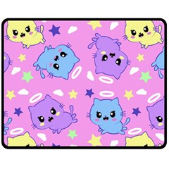 Seamless Pattern With Cute Kawaii Kittens Fleece Blanket (medium) by Grandong