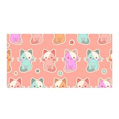 Cute Kawaii Kittens Seamless Pattern Satin Wrap 35  X 70  by Grandong