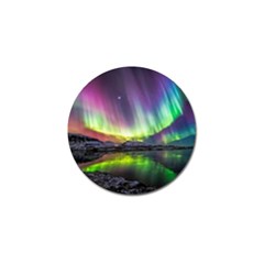 Aurora Borealis Polar Northern Lights Natural Phenomenon North Night Mountains Golf Ball Marker by Grandong