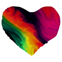 Rainbow Colorful Abstract Galaxy Large 19  Premium Flano Heart Shape Cushions by Ravend