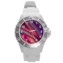 Stars Shimmering Galaxy Ocean Round Plastic Sport Watch (l) by Ravend