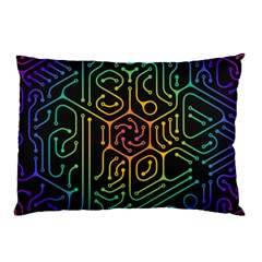 Circuit Hexagonal Geometric Pattern Background Pattern Pillow Case by Vaneshop