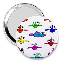 Fish Swim Cartoon Funnycute 3  Handbag Mirrors by Sapixe