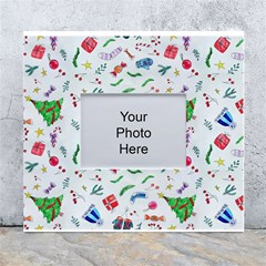 Illustration Christmas Pattern White Wall Photo Frame 5  X 7  by Pakjumat