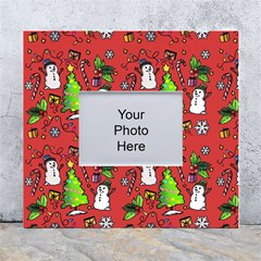 Santa Snowman Gift Holiday White Wall Photo Frame 5  X 7  by Pakjumat