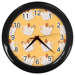 Christmas December Autumn Pattern Wall Clock (black) by Pakjumat