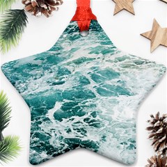 Blue Crashing Ocean Wave Star Ornament (two Sides) by Jack14