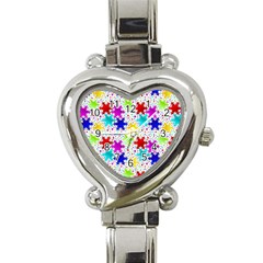 Snowflake Pattern Repeated Heart Italian Charm Watch by Amaryn4rt