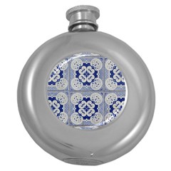 Ceramic-portugal-tiles-wall Round Hip Flask (5 Oz) by Amaryn4rt