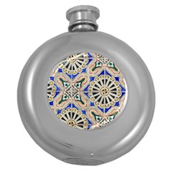 Ceramic-portugal-tiles-wall- Round Hip Flask (5 Oz) by Amaryn4rt