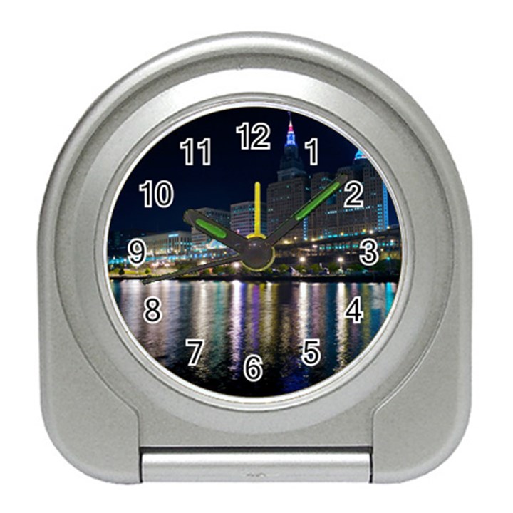 Cleveland Building City By Night Travel Alarm Clock