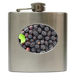 Blackberries-background-black-dark Hip Flask (6 Oz) by Amaryn4rt