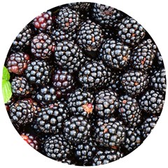 Blackberries-background-black-dark Wooden Puzzle Round by Amaryn4rt