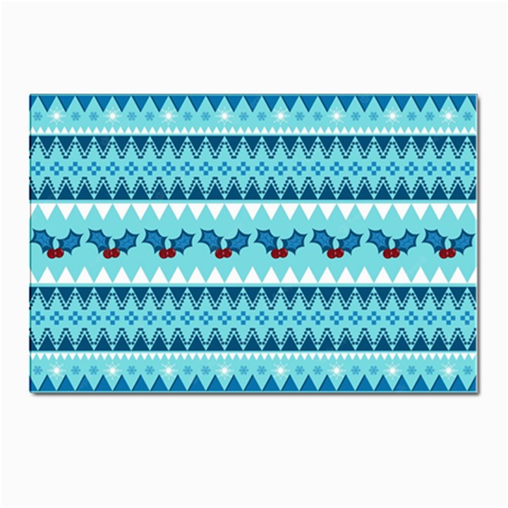 Blue Christmas Vintage Ethnic Seamless Pattern Postcards 5  x 7  (Pkg of 10)