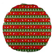 Christmas-papers-red-and-green Large 18  Premium Flano Round Cushions by Amaryn4rt