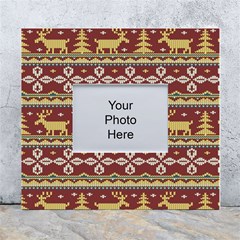 Beautiful-knitted-christmas-pattern Xmas White Wall Photo Frame 5  X 7  by Amaryn4rt