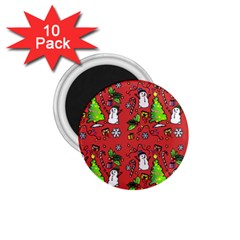 Santa Snowman Gift Holiday Christmas Cartoon 1 75  Magnets (10 Pack)  by Amaryn4rt