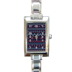 Christmas-concept-with-knitted-pattern Rectangle Italian Charm Watch by Amaryn4rt