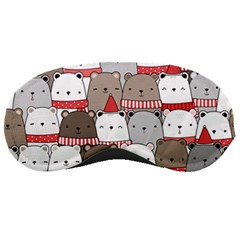 Cute Adorable Bear Merry Christmas Happy New Year Cartoon Doodle Seamless Pattern Sleep Mask by Amaryn4rt