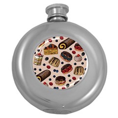 Seamless-pattern-with-sweet-cakes-berries Round Hip Flask (5 Oz) by Amaryn4rt