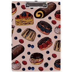 Seamless-pattern-with-sweet-cakes-berries A4 Acrylic Clipboard by Amaryn4rt