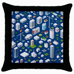 Isometric-seamless-pattern-megapolis Throw Pillow Case (black) by Amaryn4rt