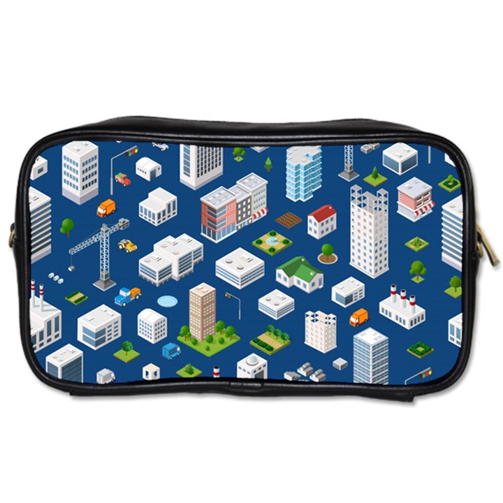 Isometric-seamless-pattern-megapolis Toiletries Bag (Two Sides)