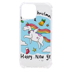 Merry Christmas Xmas Doodle Sketch Cartoon Unicorn Iphone 13 Mini Tpu Uv Print Case by Pakjumat