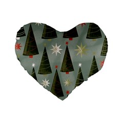 Christmas Trees Pattern Wallpaper Standard 16  Premium Heart Shape Cushions by Pakjumat