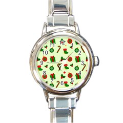 Festive Background Holiday Background Round Italian Charm Watch by Pakjumat