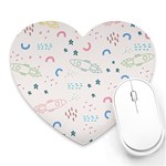 Spaceship Pattern Star Heart Mousepad Front