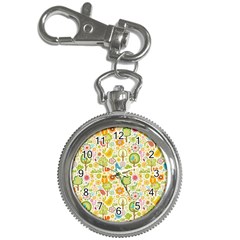 Nature Doodle Art Trees Birds Owl Children Pattern Multi Colored Key Chain Watches by Pakjumat