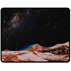 Retro Vintage Space Galaxy Two Sides Fleece Blanket (medium) by Pakjumat