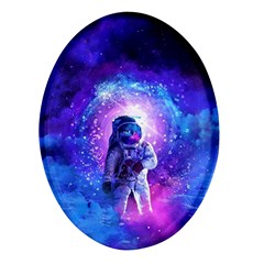 The Cosmonaut Galaxy Art Space Astronaut Oval Glass Fridge Magnet (4 Pack) by Pakjumat