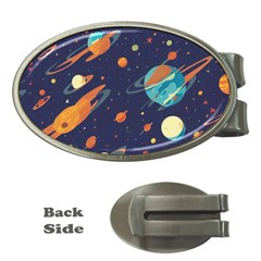 Space Galaxy Planet Universe Stars Night Fantasy Money Clips (oval)  by Pakjumat