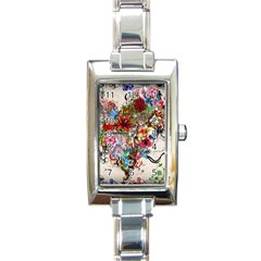 Valentine s Day Heart Artistic Psychedelic Rectangle Italian Charm Watch by Modalart