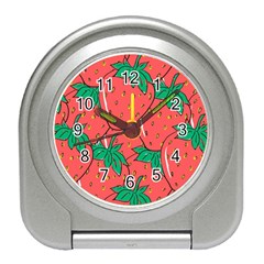 Texture Sweet Strawberry Dessert Food Summer Pattern Travel Alarm Clock by Sarkoni